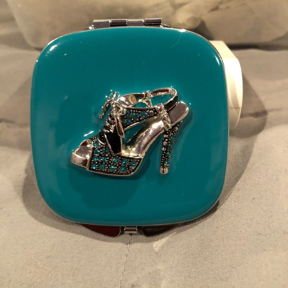 Spring Street blue jeweled double mirror compact.